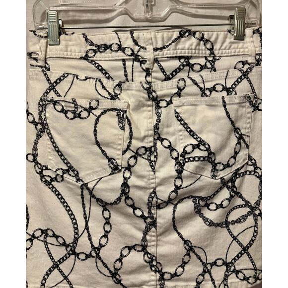 Cache Black White Pencil Status Chains Denim Stretch Mini Skirt sz 2 NWoT - Picture 4 of 4
